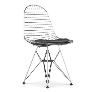 Eames Wire Chair-Leather Seat with Wire Back Side/Dining herman miller Graphite Leather Standard Glides 