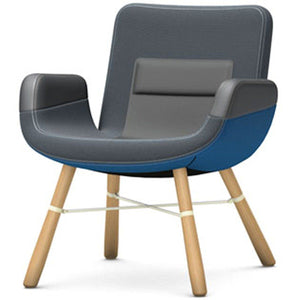 East River Lounge Chair lounge chair Vitra Fabric combination blue Natural oak with protective varnish 