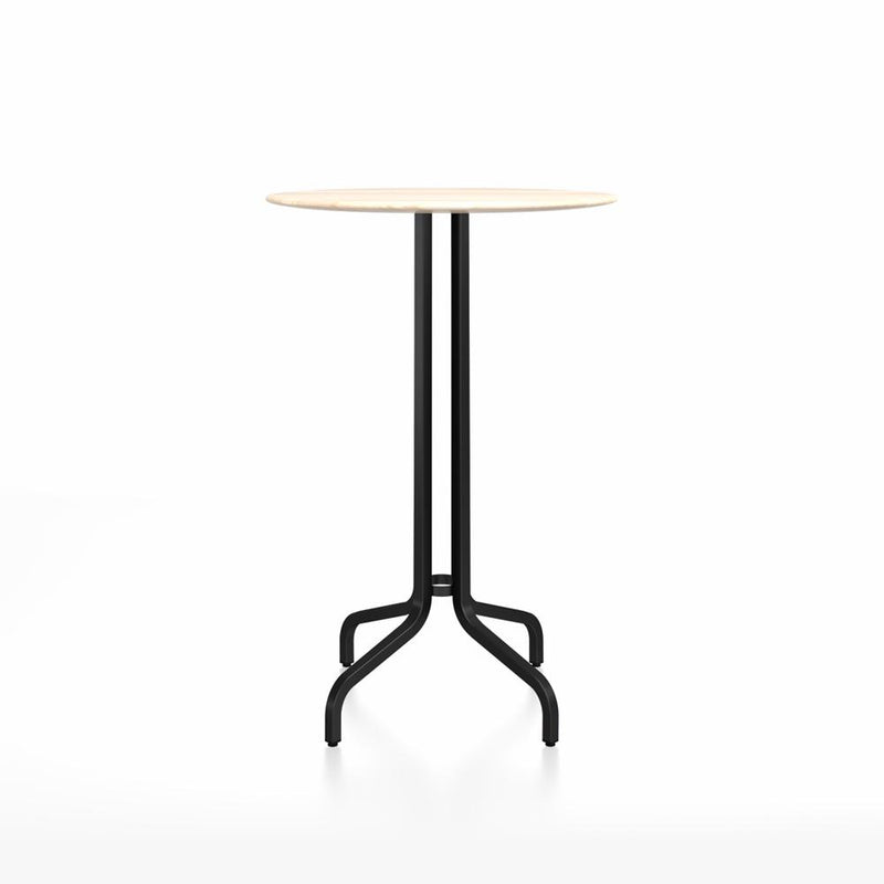 Emeco 1 Inch Bar Table - Round Top Coffee table Emeco Table Top 30" Black Powder Coated Aluminum Accoya Wood