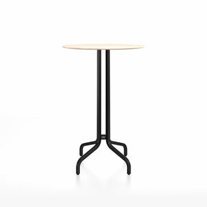Emeco 1 Inch Bar Table - Round Top Coffee table Emeco Table Top 30" Black Powder Coated Aluminum Accoya Wood