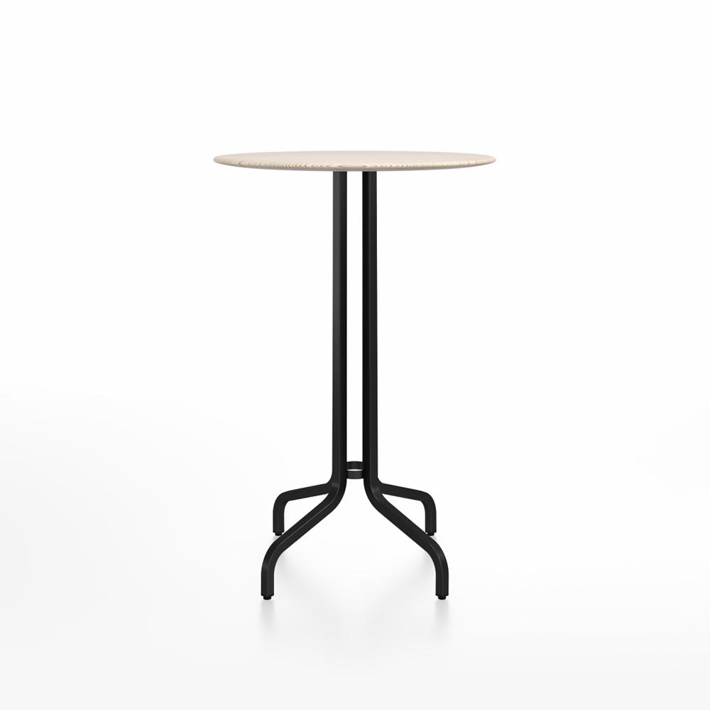 Emeco 1 Inch Bar Table - Round Top Coffee table Emeco Table Top 30" Black Powder Coated Aluminum Ash Wood