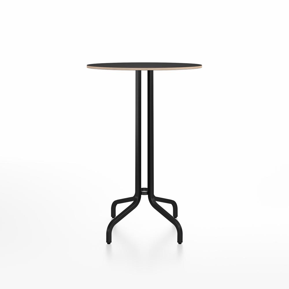 Emeco 1 Inch Bar Table - Round Top Coffee table Emeco Table Top 30&quot; Black Powder Coated Aluminum Black Laminate Plywood