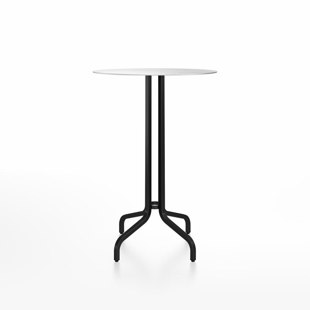 Emeco 1 Inch Bar Table - Round Top Coffee table Emeco Table Top 30" Black Powder Coated Aluminum Brushed Aluminum