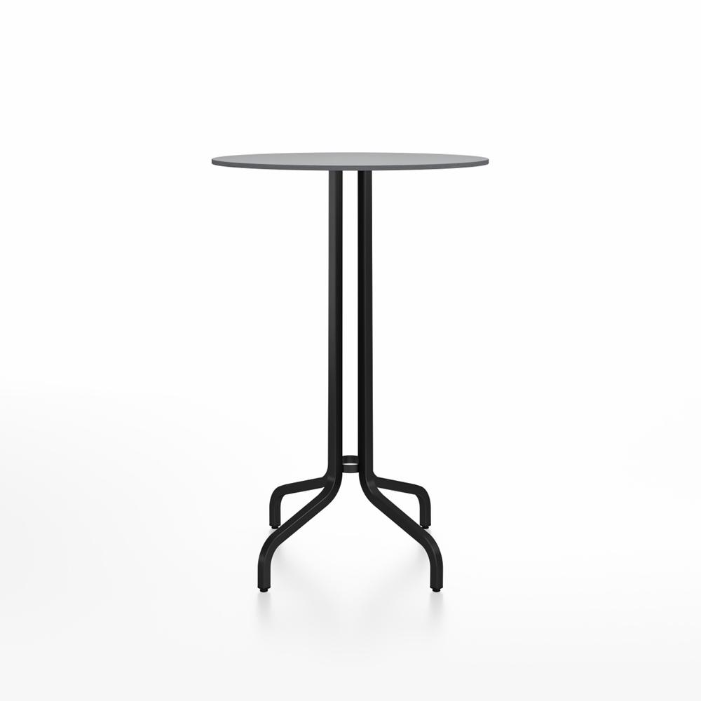 Emeco 1 Inch Bar Table - Round Top Coffee table Emeco Table Top 30&quot; Black Powder Coated Aluminum Gray HPL