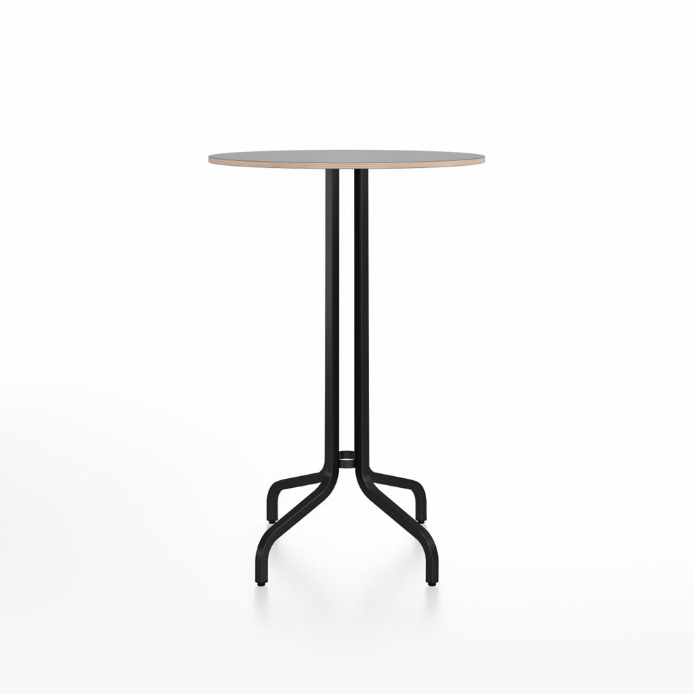 Emeco 1 Inch Bar Table - Round Top Coffee table Emeco Table Top 30&quot; Black Powder Coated Aluminum Gray Laminate Plywood