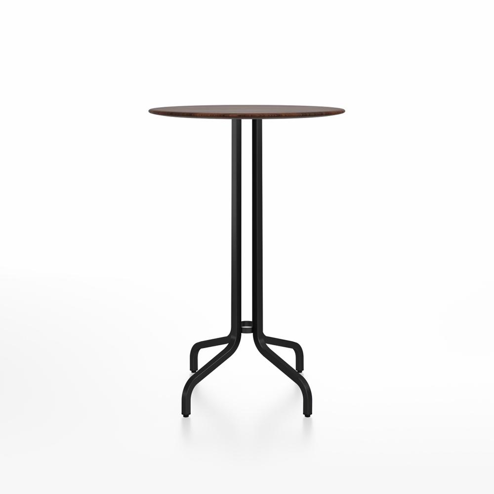 Emeco 1 Inch Bar Table - Round Top Coffee table Emeco Table Top 30" Black Powder Coated Aluminum Walnut Wood