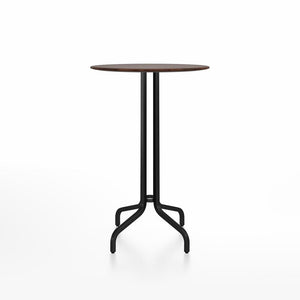 Emeco 1 Inch Bar Table - Round Top Coffee table Emeco Table Top 30" Black Powder Coated Aluminum Walnut Wood