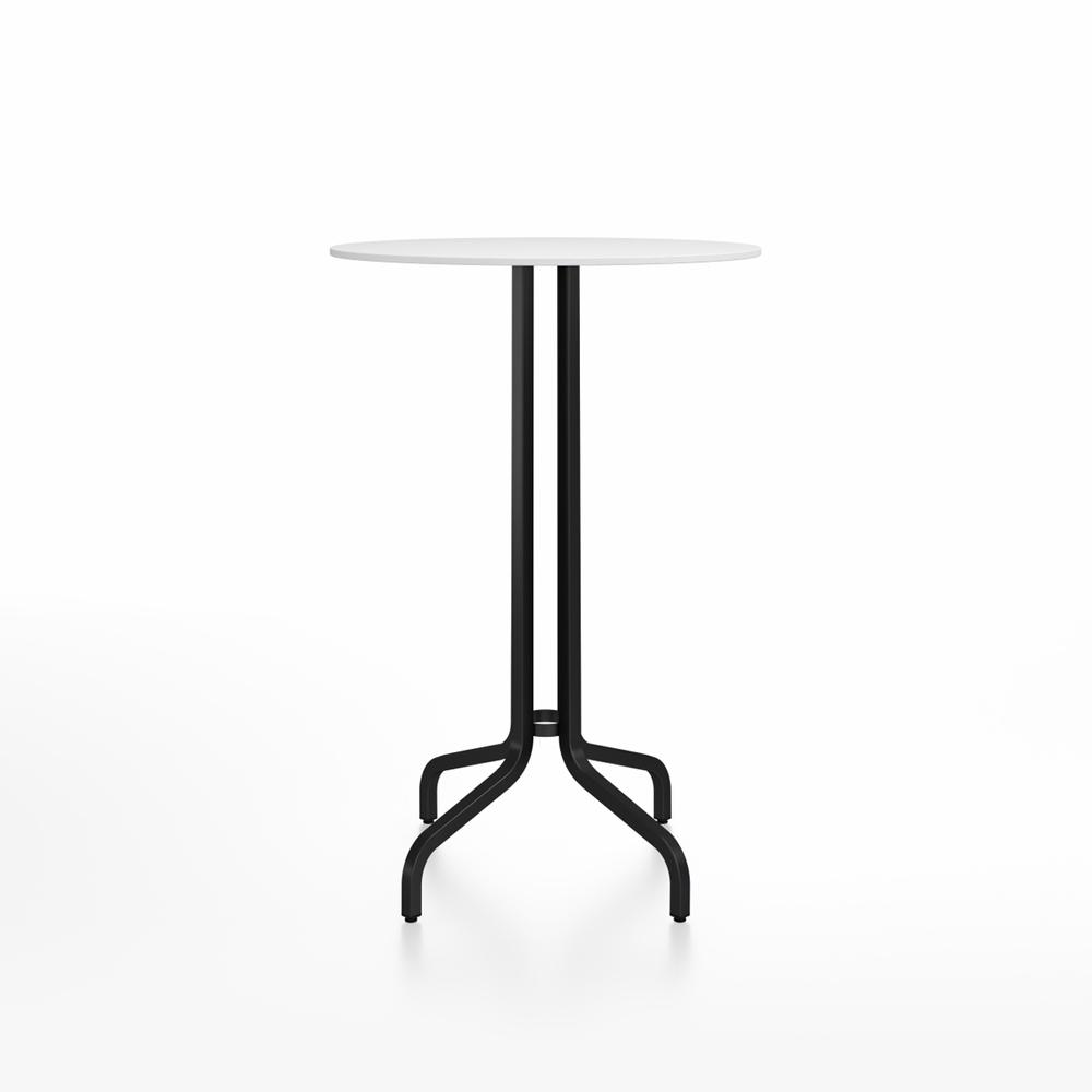 Emeco 1 Inch Bar Table - Round Top Coffee table Emeco Table Top 30&quot; Black Powder Coated Aluminum White HPL