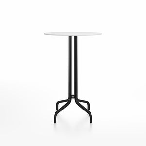 Emeco 1 Inch Bar Table - Round Top Coffee table Emeco Table Top 30" Black Powder Coated Aluminum White HPL