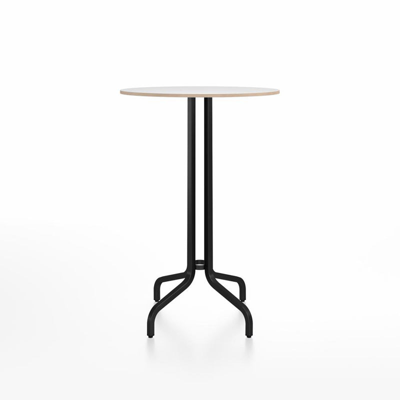 Emeco 1 Inch Bar Table - Round Top Coffee table Emeco Table Top 30" Black Powder Coated Aluminum White Laminate Plywood