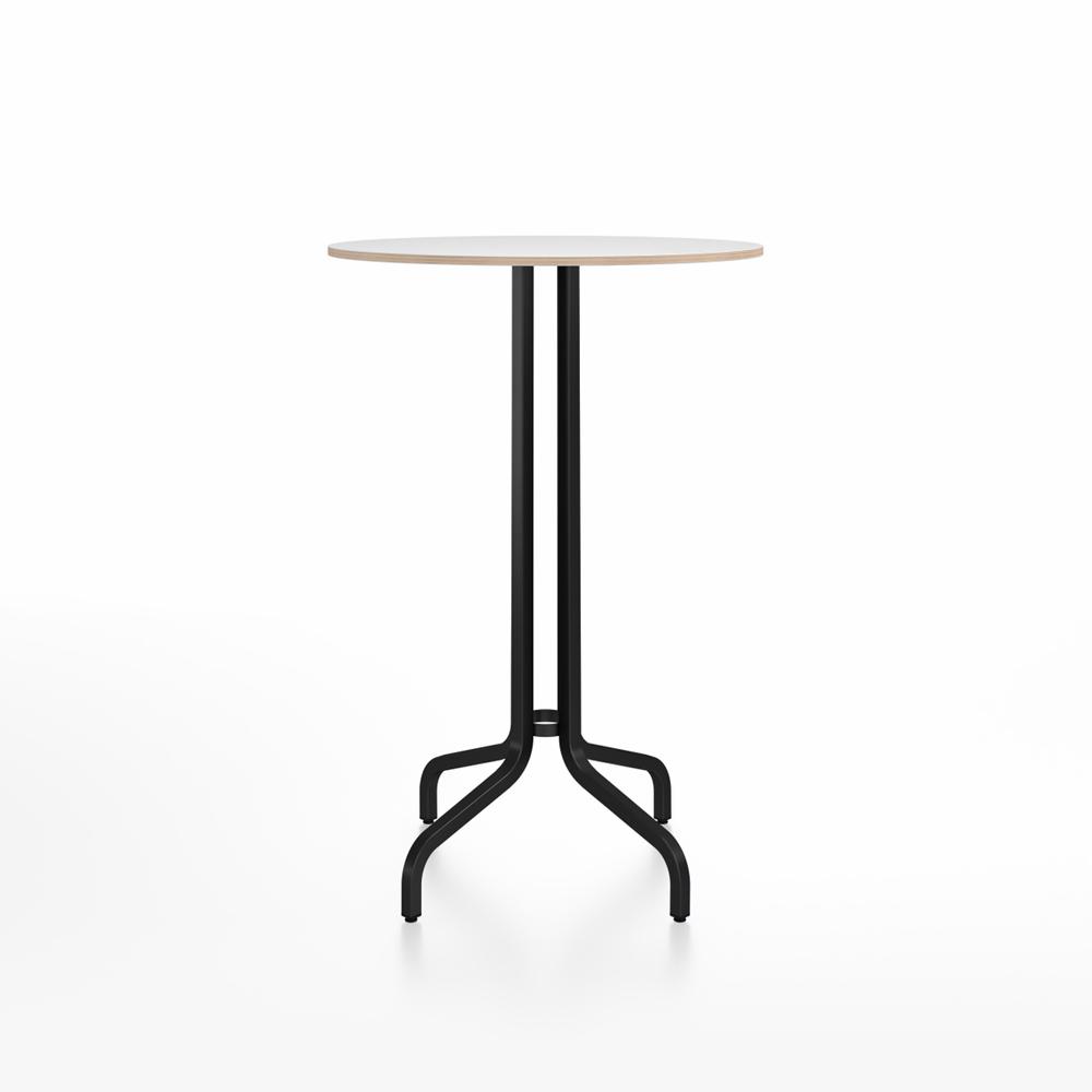 Emeco 1 Inch Bar Table - Round Top Coffee table Emeco Table Top 30" Black Powder Coated Aluminum White Laminate Plywood