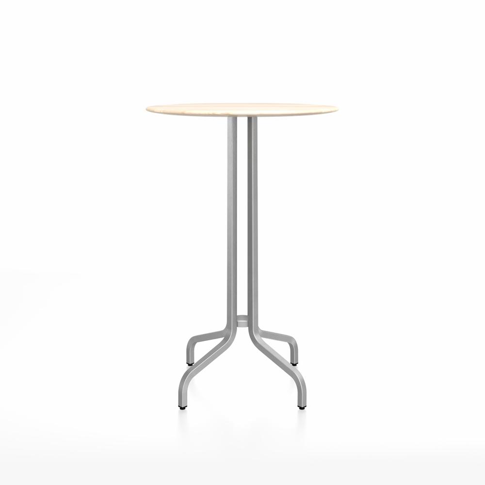 Emeco 1 Inch Bar Table - Round Top Coffee table Emeco Table Top 30&quot; Brushed Aluminum Accoya Wood