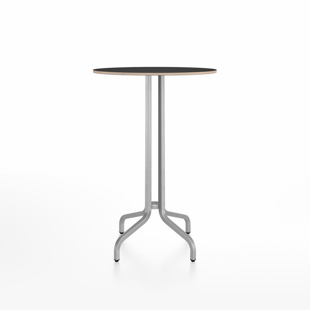 Emeco 1 Inch Bar Table - Round Top Coffee table Emeco Table Top 30&quot; Brushed Aluminum Black Laminate Plywood