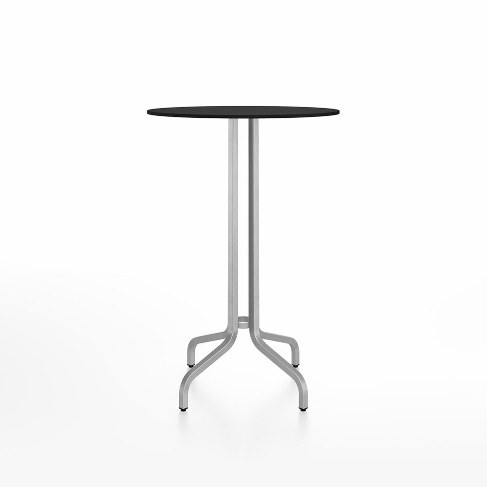 Emeco 1 Inch Bar Table - Round Top Coffee table Emeco Table Top 30&quot; Brushed Aluminum Black Laminate Plywood