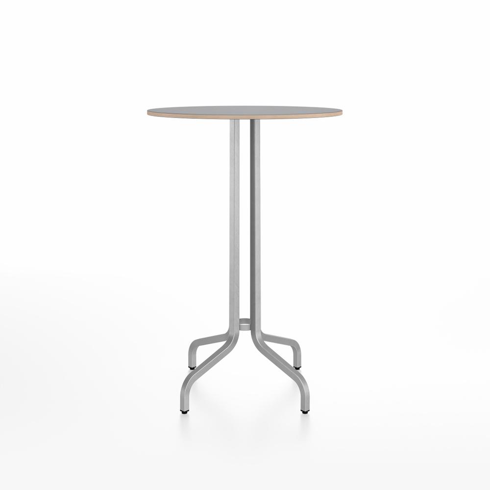 Emeco 1 Inch Bar Table - Round Top Coffee table Emeco Table Top 30&quot; Brushed Aluminum Gray Laminate Plywood