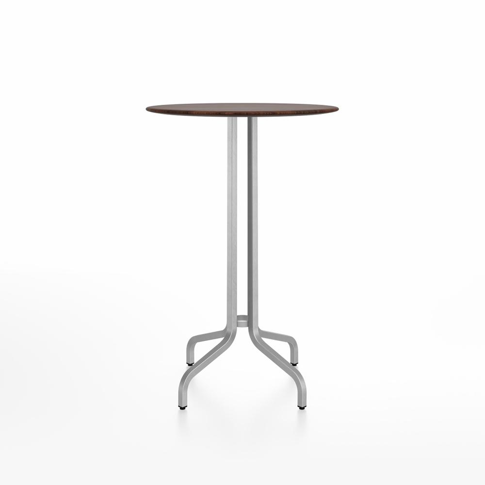 Emeco 1 Inch Bar Table - Round Top Coffee table Emeco Table Top 30" Brushed Aluminum Walnut Wood