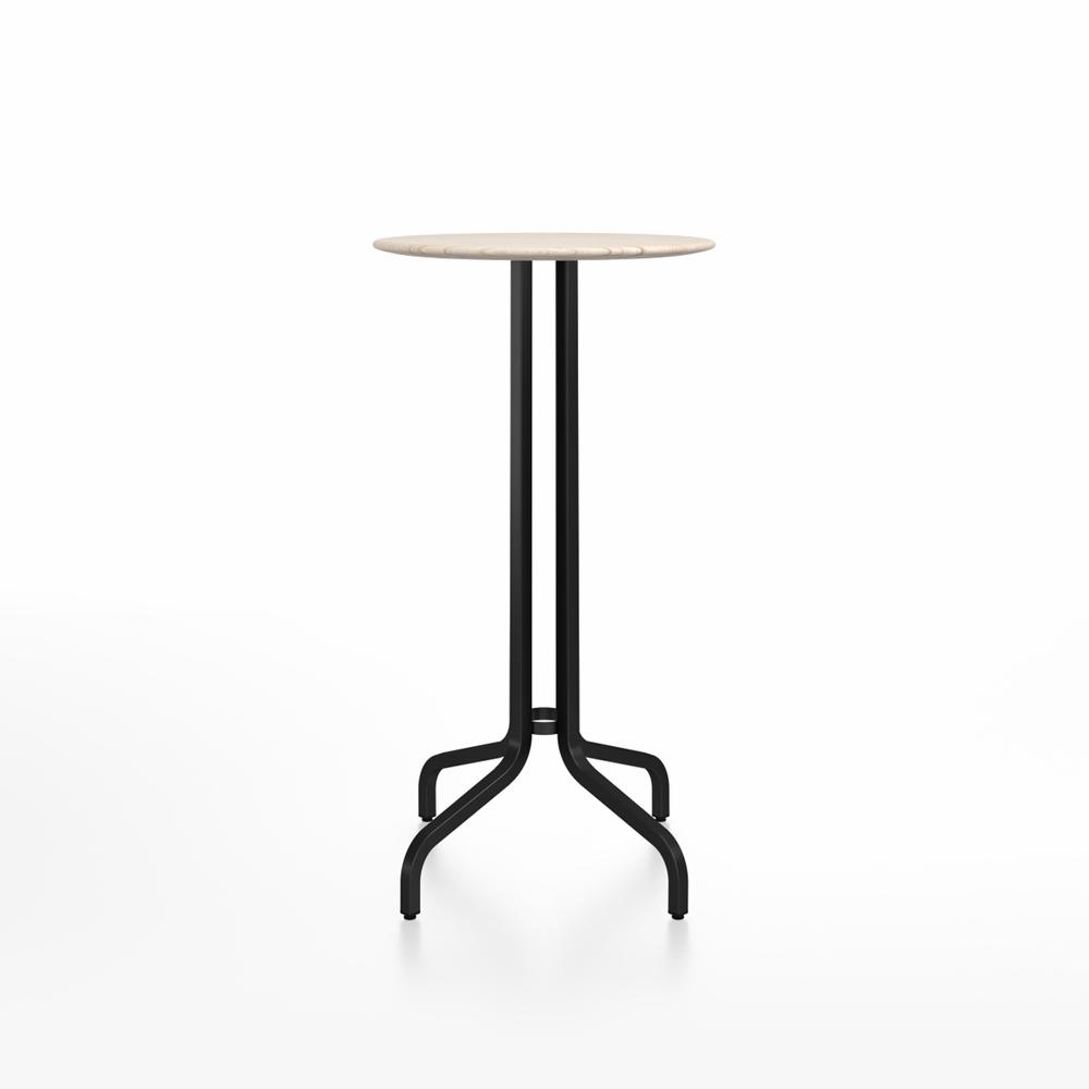 Emeco 1 Inch Bar Table - Round Top Coffee table Emeco Table Top 24" Black Powder Coated Aluminum Ash Wood