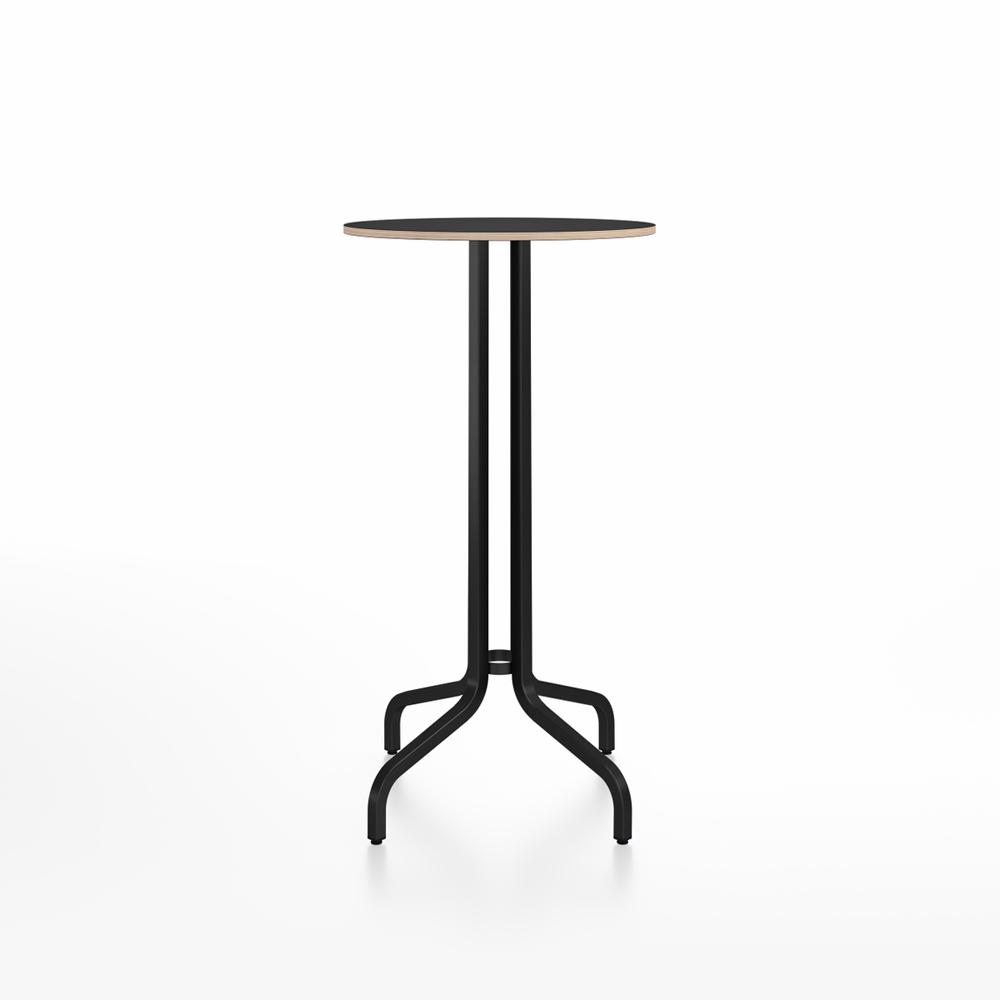 Emeco 1 Inch Bar Table - Round Top Coffee table Emeco Table Top 24&quot; Black Powder Coated Aluminum Black Laminate Plywood