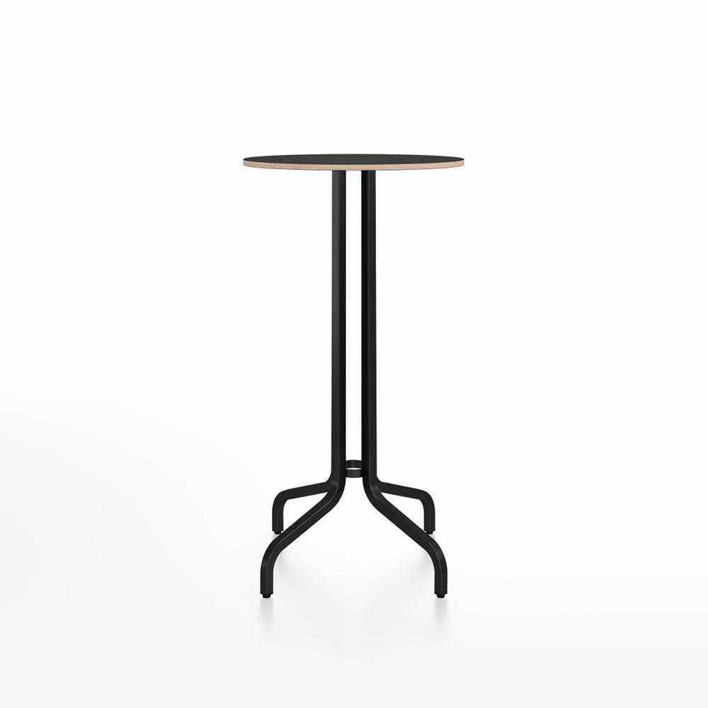 Emeco 1 Inch Bar Table - Round Top Coffee table Emeco Table Top 24" Black Powder Coated Aluminum Black Laminate Plywood