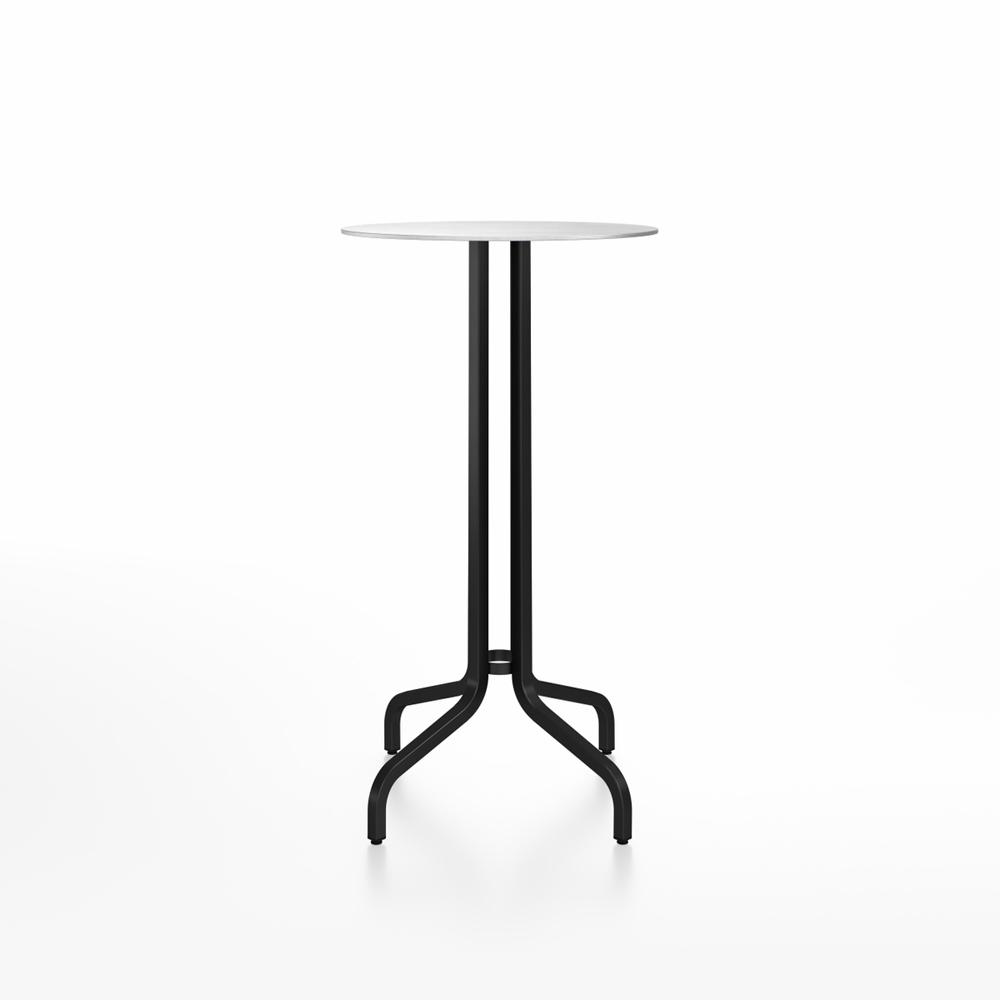 Emeco 1 Inch Bar Table - Round Top Coffee table Emeco Table Top 24&quot; Black Powder Coated Aluminum Brushed Aluminum