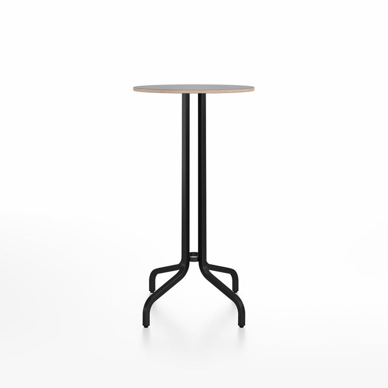 Emeco 1 Inch Bar Table - Round Top Coffee table Emeco Table Top 24" Black Powder Coated Aluminum Gray Laminate Plywood
