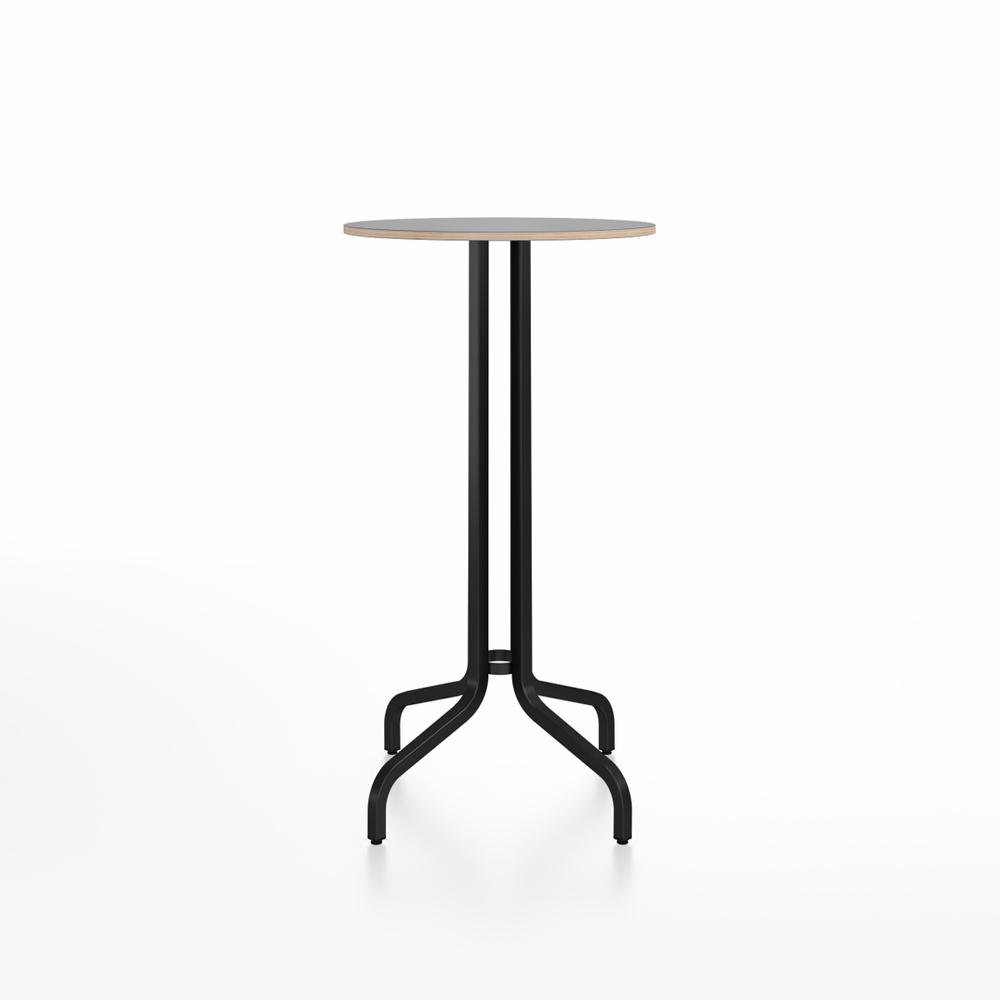 Emeco 1 Inch Bar Table - Round Top Coffee table Emeco Table Top 24&quot; Black Powder Coated Aluminum Gray Laminate Plywood