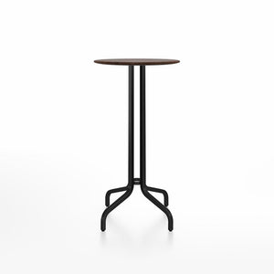 Emeco 1 Inch Bar Table - Round Top Coffee table Emeco Table Top 24" Black Powder Coated Aluminum Walnut Wood
