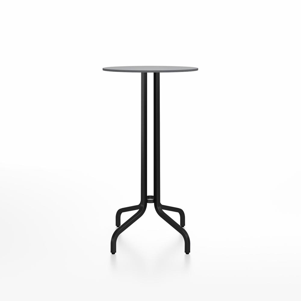 Emeco 1 Inch Bar Table - Round Top Coffee table Emeco Table Top 24&quot; Black Powder Coated Aluminum Gray HPL