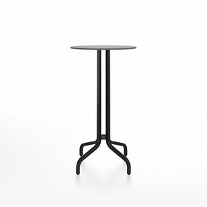 Emeco 1 Inch Bar Table - Round Top Coffee table Emeco Table Top 24" Black Powder Coated Aluminum Gray HPL