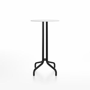 Emeco 1 Inch Bar Table - Round Top Coffee table Emeco Table Top 24" Black Powder Coated Aluminum White HPL