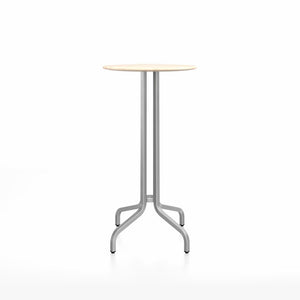 Emeco 1 Inch Bar Table - Round Top Coffee table Emeco Table Top 24" Brushed Aluminum Accoya Wood
