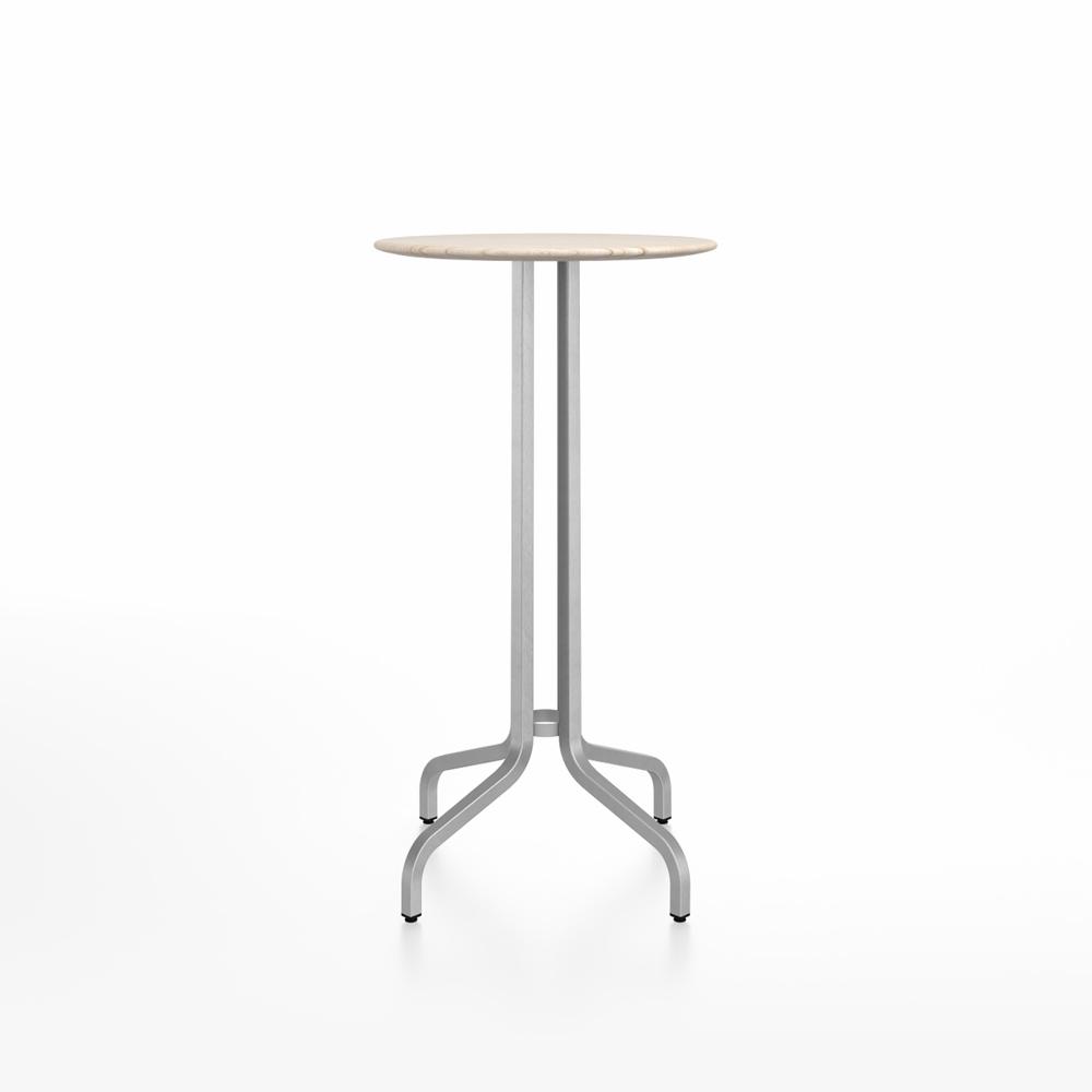 Emeco 1 Inch Bar Table - Round Top Coffee table Emeco Table Top 24&quot; Brushed Aluminum Ash Wood