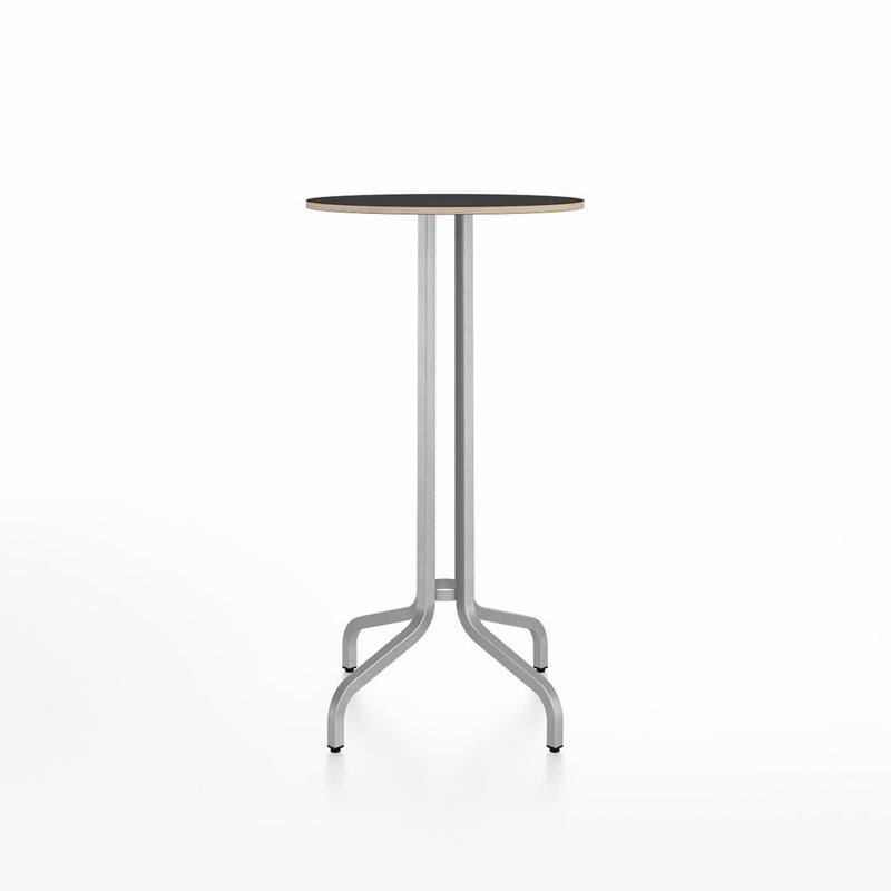 Emeco 1 Inch Bar Table - Round Top Coffee table Emeco Table Top 24" Brushed Aluminum Black Laminate Plywood