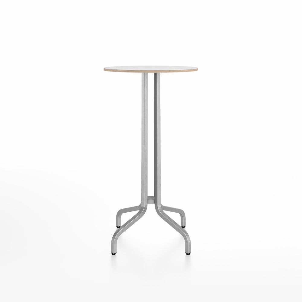 Emeco 1 Inch Bar Table - Round Top Coffee table Emeco Table Top 24" Brushed Aluminum White Laminate Plywood