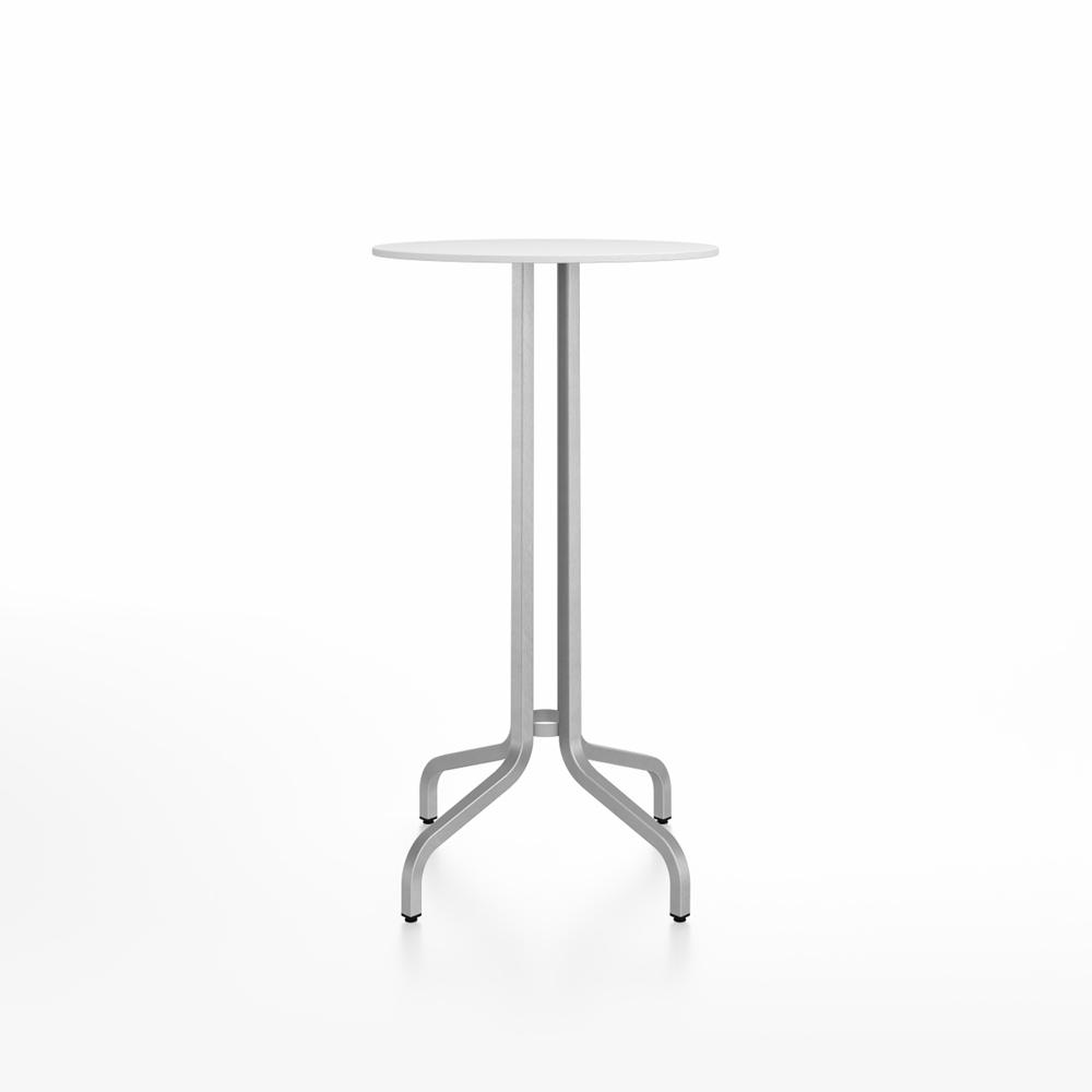 Emeco 1 Inch Bar Table - Round Top Coffee table Emeco Table Top 24" Brushed Aluminum White HPL