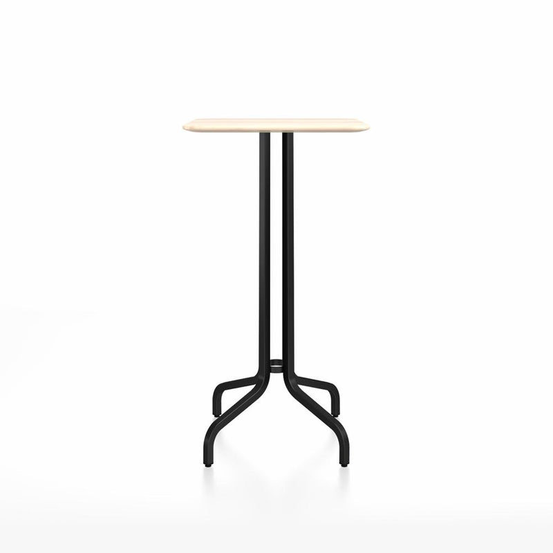 Emeco 1 Inch Bar Table - Square Top Coffee table Emeco Table Top 24" Black Powder Coated Aluminum Accoya Wood
