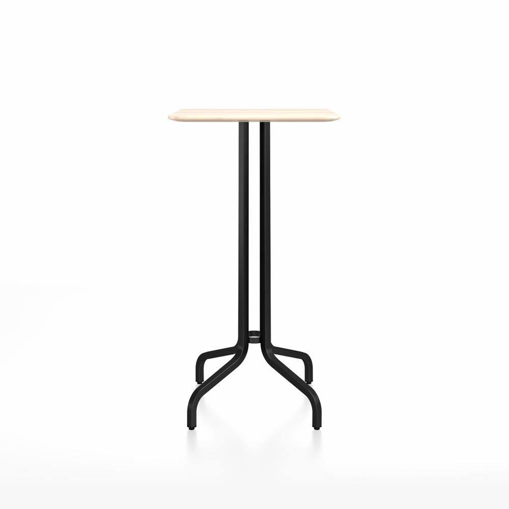 Emeco 1 Inch Bar Table - Square Top Coffee table Emeco Table Top 24&quot; Black Powder Coated Aluminum Accoya Wood