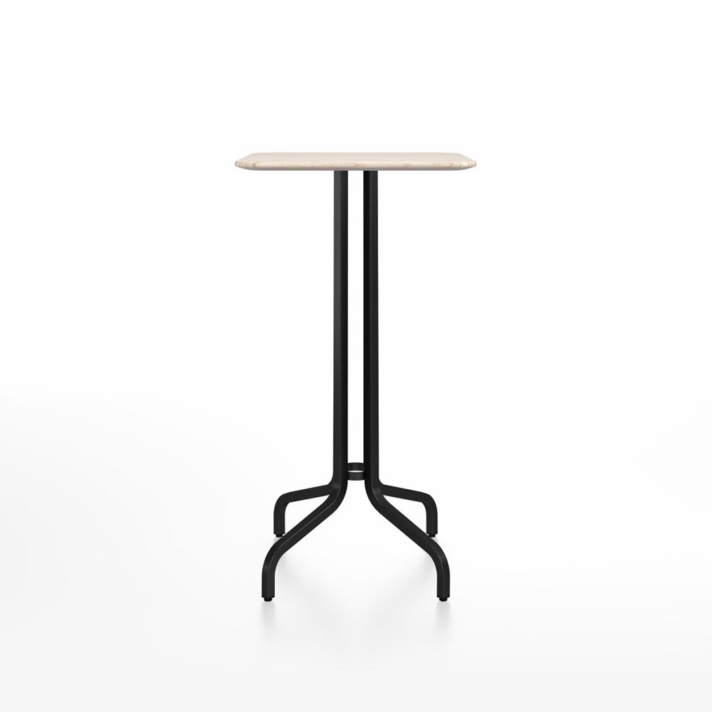 Emeco 1 Inch Bar Table - Square Top Coffee table Emeco Table Top 24&quot; Black Powder Coated Aluminum Ash Wood