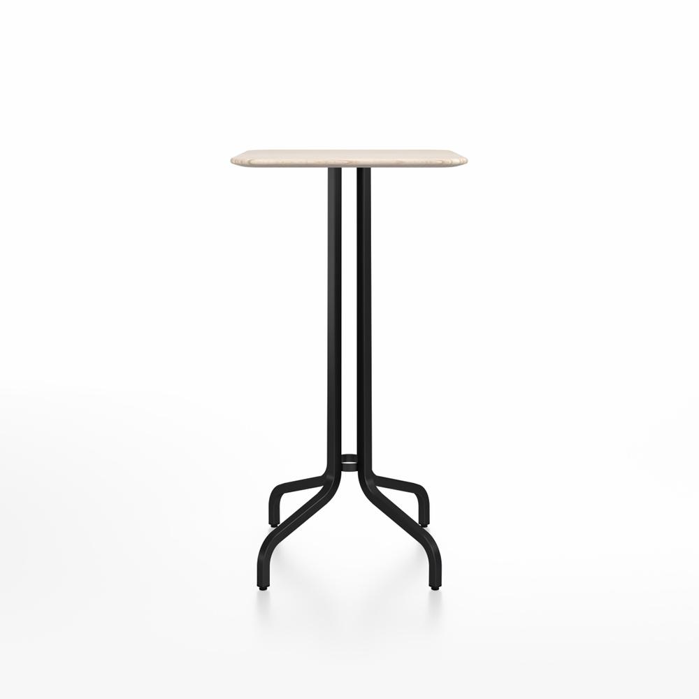 Emeco 1 Inch Bar Table - Square Top Coffee table Emeco Table Top 24" Black Powder Coated Aluminum Ash Wood