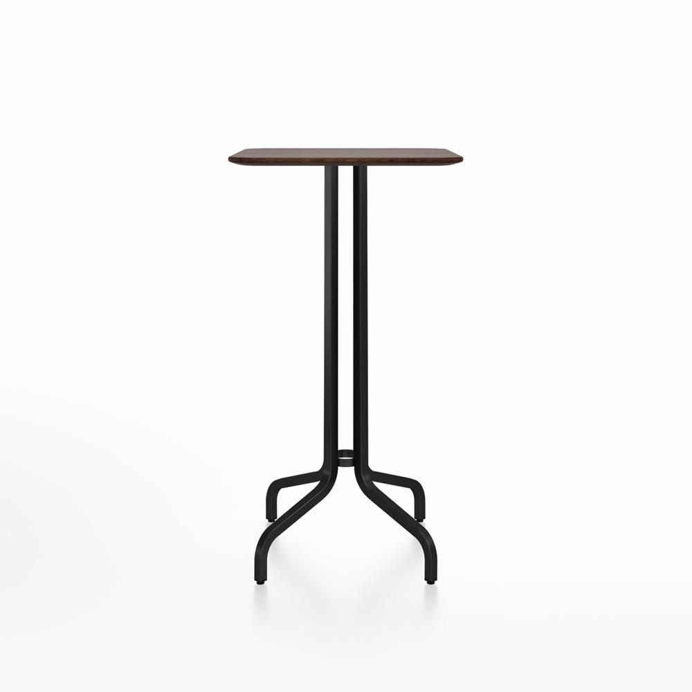 Emeco 1 Inch Bar Table - Square Top Coffee table Emeco Table Top 24&quot; Black Powder Coated Aluminum Walnut Wood