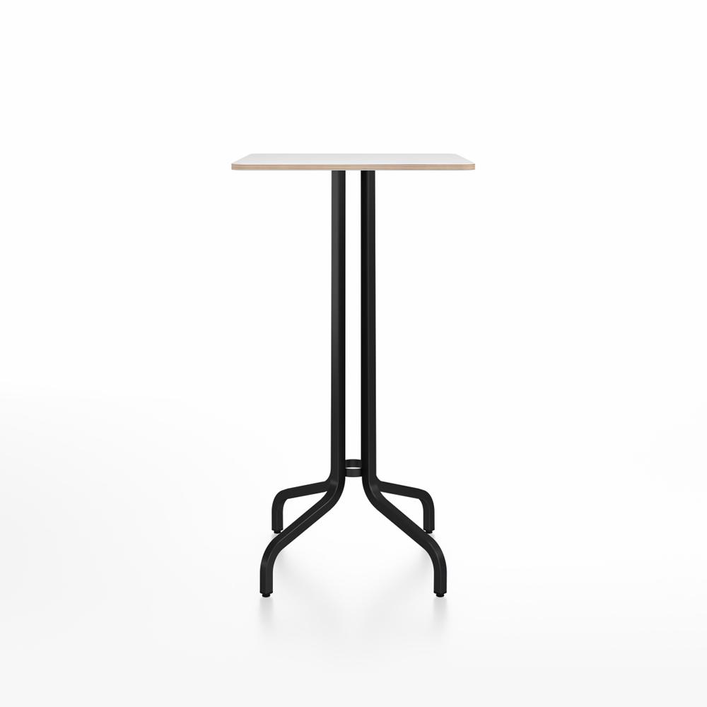 Emeco 1 Inch Bar Table - Square Top Coffee table Emeco Table Top 24&quot; Black Powder Coated Aluminum White Laminate Plywood