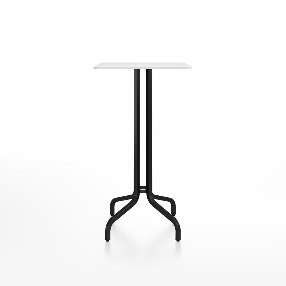 Emeco 1 Inch Bar Table - Square Top Coffee table Emeco Table Top 24&quot; Black Powder Coated Aluminum White HPL