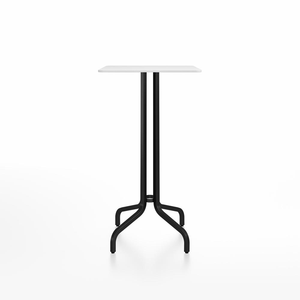 Emeco 1 Inch Bar Table - Square Top Coffee table Emeco Table Top 24" Black Powder Coated Aluminum White HPL