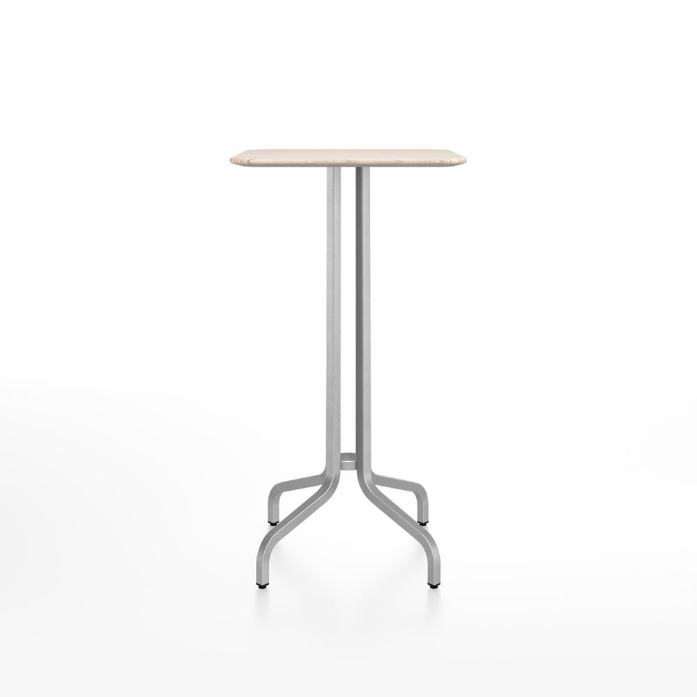 Emeco 1 Inch Bar Table - Square Top Coffee table Emeco Table Top 24&quot; Brushed Aluminum Ash Wood