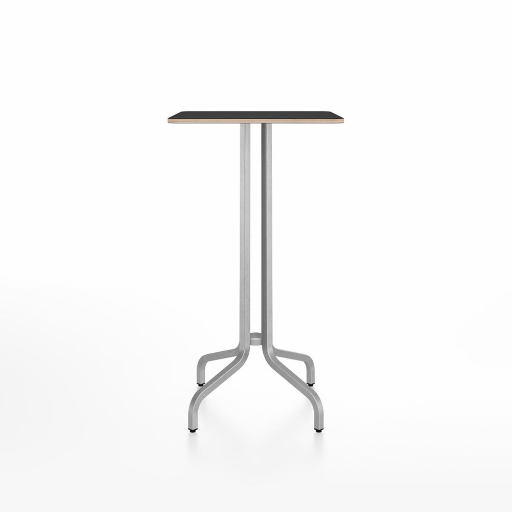 Emeco 1 Inch Bar Table - Square Top Coffee table Emeco Table Top 24&quot; Brushed Aluminum Black Laminate Plywood