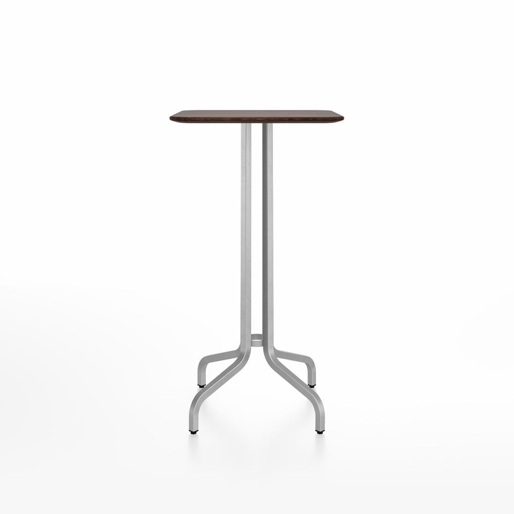 Emeco 1 Inch Bar Table - Square Top Coffee table Emeco Table Top 24" Brushed Aluminum Walnut Wood