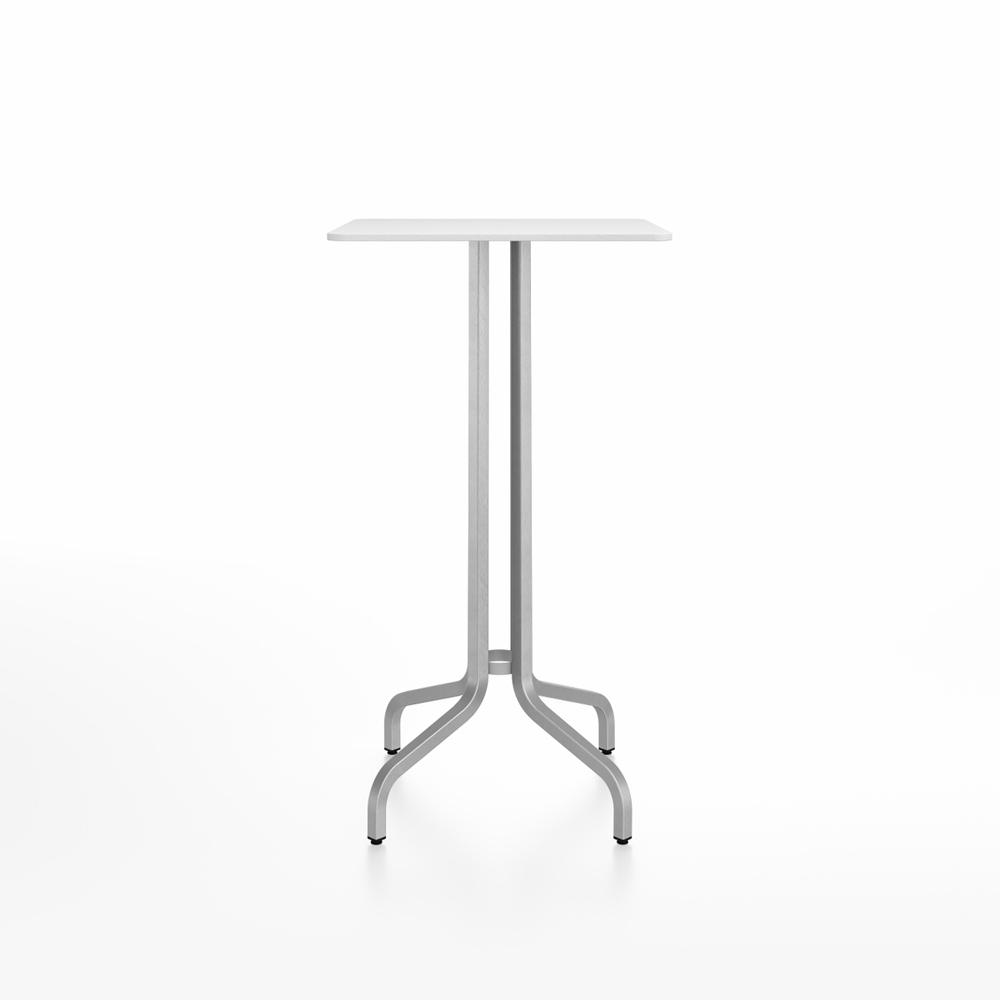 Emeco 1 Inch Bar Table - Square Top Coffee table Emeco Table Top 24&quot; Brushed Aluminum White HPL