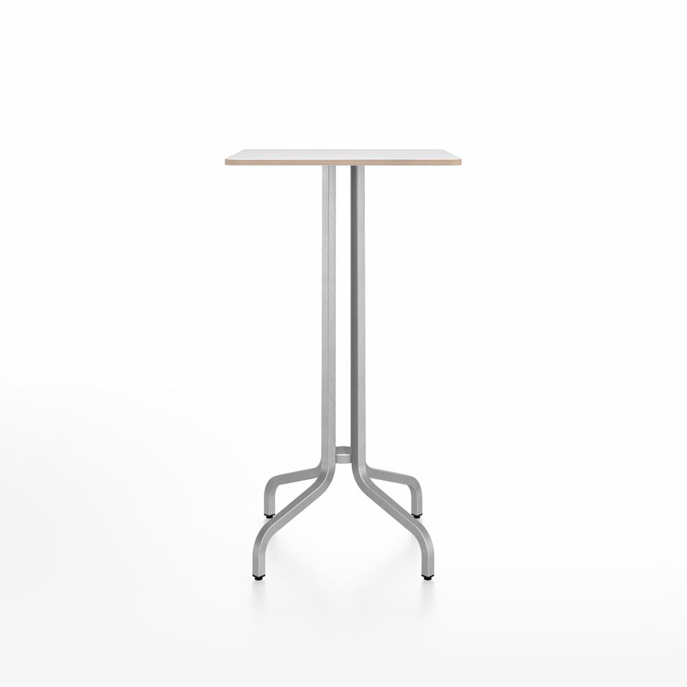 Emeco 1 Inch Bar Table - Square Top Coffee table Emeco Table Top 24&quot; Brushed Aluminum White Laminate Plywood