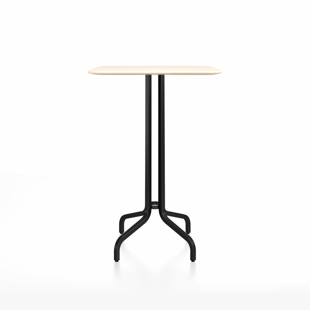 Emeco 1 Inch Bar Table - Square Top Coffee table Emeco Table Top 30&quot; Black Powder Coated Aluminum Accoya Wood