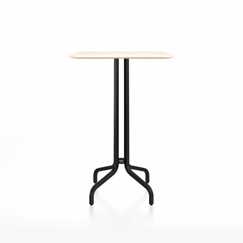 Emeco 1 Inch Bar Table - Square Top Coffee table Emeco Table Top 30" Black Powder Coated Aluminum Accoya Wood